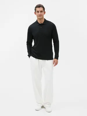 Рубашка поло мужская с длинным рукавом Perfect LSL Men, черная — фото 8