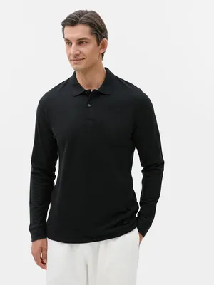 Рубашка поло мужская с длинным рукавом Perfect LSL Men, черная — фото 5