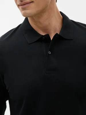 Рубашка поло мужская с длинным рукавом Perfect LSL Men, черная — фото 7