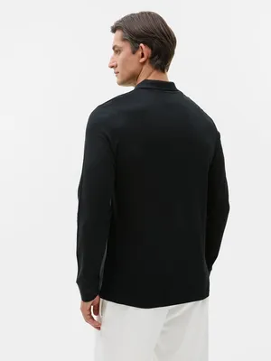 Рубашка поло мужская с длинным рукавом Perfect LSL Men, черная — фото 6