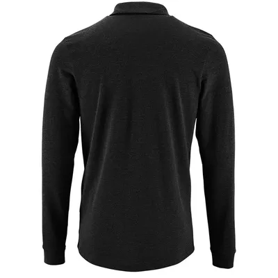 Рубашка поло мужская с длинным рукавом Perfect LSL Men, черный меланж — фото 2