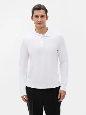 Рубашка поло мужская с длинным рукавом Perfect LSL Men, белая — фото 5