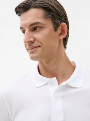 Рубашка поло мужская с длинным рукавом Perfect LSL Men, белая — фото 6