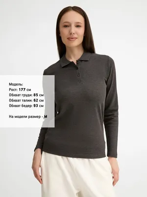 Рубашка поло женская с длинным рукавом Perfect LSL Women, черный меланж — фото 4
