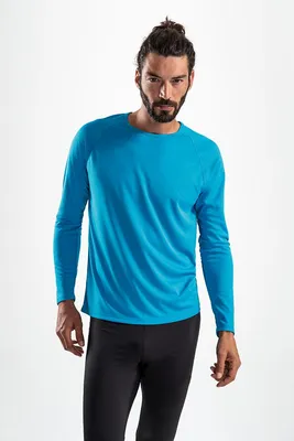 Футболка с длинным рукавом Sporty LSL Men, ярко-бирюзовая — фото 4