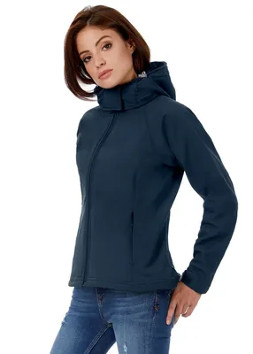 Куртка женская Hooded Softshell темно-синяя — фото 8