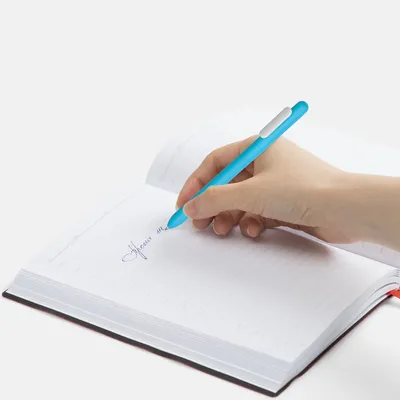 Ручка шариковая Swiper Soft Touch, голубая с белым — фото 4