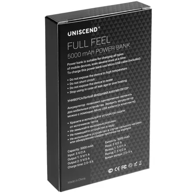 Внешний аккумулятор Uniscend Full Feel 5000 мАч, черный — фото 9