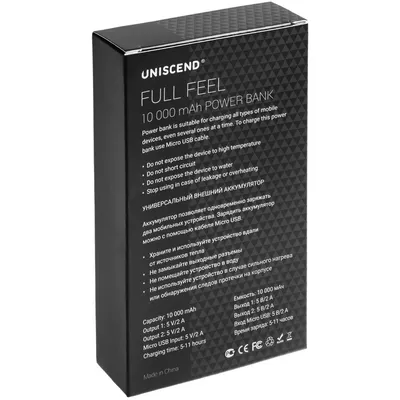 Внешний аккумулятор Uniscend Full Feel 10000 мАч с индикатором, черный — фото 10
