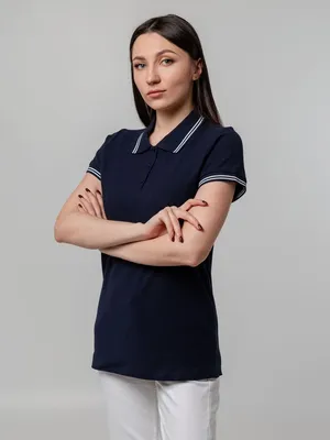 Рубашка поло женская Virma Stripes Lady, темно-синяя — фото 9