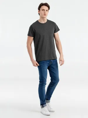 Футболка мужская Regent Fit 150, черный меланж — фото 4