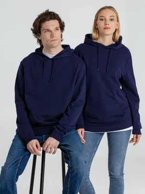 Толстовка с капюшоном унисекс Hoodie, темно-синяя — фото 16