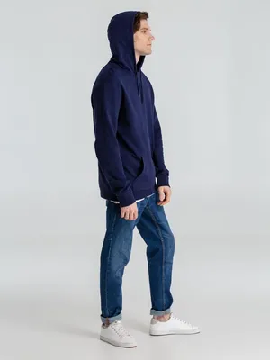 Толстовка с капюшоном унисекс Hoodie, темно-синяя — фото 14
