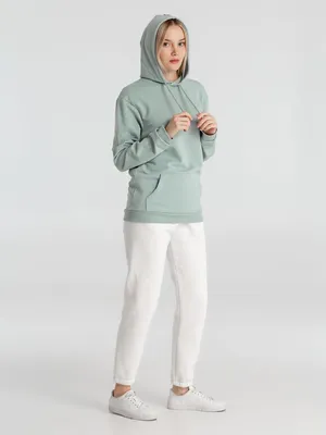 Толстовка с капюшоном унисекс Hoodie, серо-зеленая — фото 7