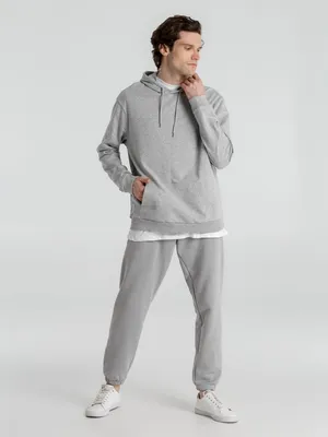 Толстовка с капюшоном унисекс Hoodie, серый меланж — фото 9