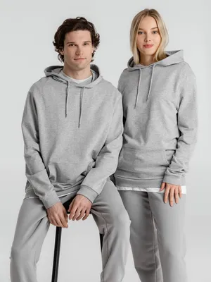 Толстовка с капюшоном унисекс Hoodie, серый меланж — фото 16