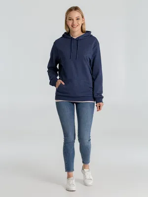 Толстовка с капюшоном унисекс Hoodie, синий меланж — фото 8