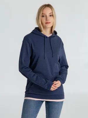 Толстовка с капюшоном унисекс Hoodie, синий меланж — фото 6