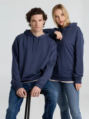 Толстовка с капюшоном унисекс Hoodie, синий меланж — фото 16