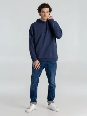 Толстовка с капюшоном унисекс Hoodie, синий меланж — фото 13