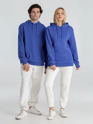 Толстовка с капюшоном унисекс Hoodie, ярко-синий меланж — фото 15