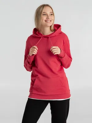 Толстовка с капюшоном унисекс Hoodie, красный меланж — фото 11