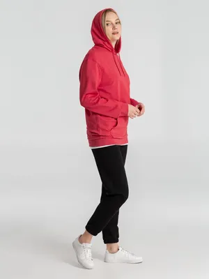 Толстовка с капюшоном унисекс Hoodie, красный меланж — фото 15