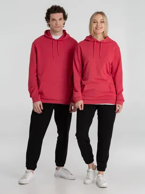 Толстовка с капюшоном унисекс Hoodie, красный меланж — фото 17