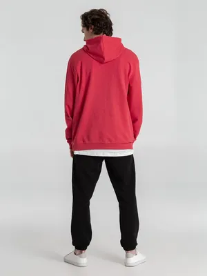 Толстовка с капюшоном унисекс Hoodie, красный меланж — фото 10