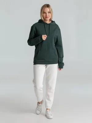 Толстовка с капюшоном унисекс Hoodie, темно-зеленый меланж — фото 7