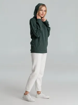 Толстовка с капюшоном унисекс Hoodie, темно-зеленый меланж — фото 8