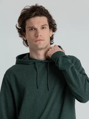 Толстовка с капюшоном унисекс Hoodie, темно-зеленый меланж — фото 10