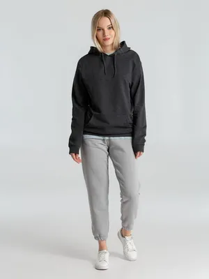 Толстовка с капюшоном унисекс Hoodie, серый меланж (антрацит) — фото 15