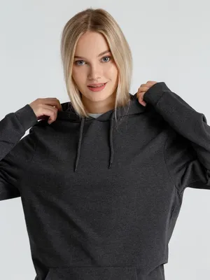 Толстовка с капюшоном унисекс Hoodie, серый меланж (антрацит) — фото 14