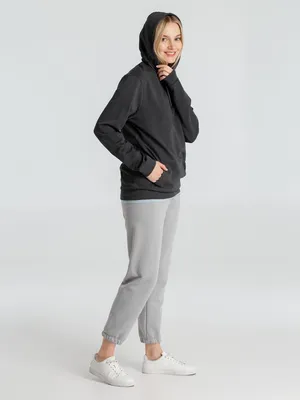 Толстовка с капюшоном унисекс Hoodie, серый меланж (антрацит) — фото 16