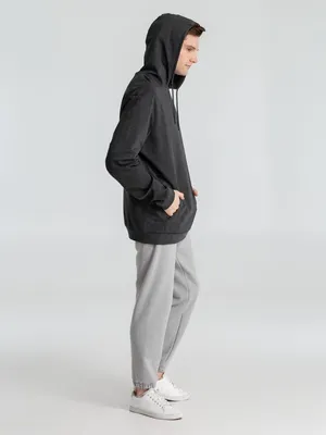 Толстовка с капюшоном унисекс Hoodie, серый меланж (антрацит) — фото 10