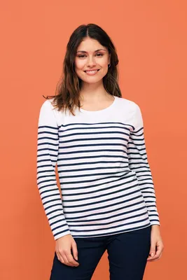 Футболка женская с длинным рукавом Matelot LSL Women, белая с синим — фото 4