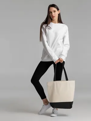 Сумка для покупок на молнии Shopaholic Zip, неокрашенная с черным — фото 6