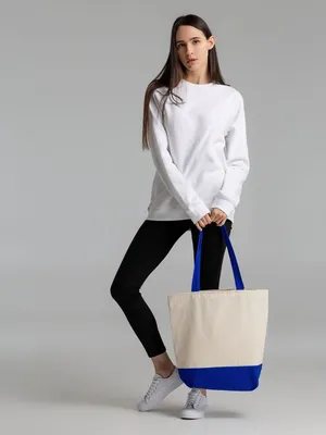 Сумка для покупок на молнии Shopaholic Zip, неокрашенная с синим — фото 10