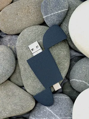 Флешка Pebble Universal, USB 3.0, серо-синяя, 32 Гб — фото 10