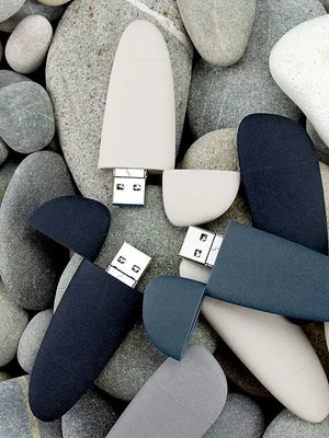 Флешка Pebble Universal, USB 3.0, серо-синяя, 32 Гб — фото 13