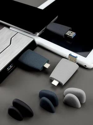 Флешка Pebble Universal, USB 3.0, серо-синяя, 32 Гб — фото 12