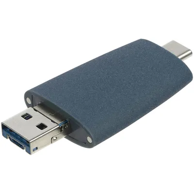 Флешка Pebble Universal, USB 3.0, серо-синяя, 32 Гб — фото 5