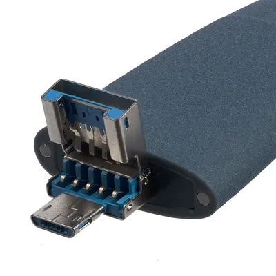 Флешка Pebble Universal, USB 3.0, серо-синяя, 32 Гб — фото 2