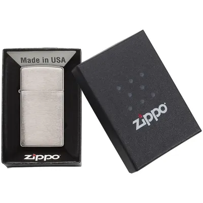 Зажигалка Zippo Slim Brushed, матовая серебристая — фото 2