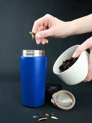 Термостакан с ситечком No Leak Infuser, синий — фото 7