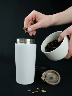 Термостакан с ситечком No Leak Infuser, белый — фото 8