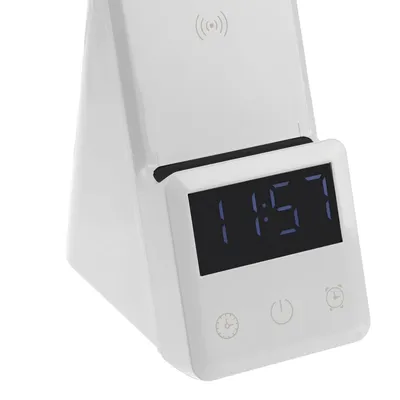 Лампа с беспроводной зарядкой смартфона и часов Powerack, белая — фото 10