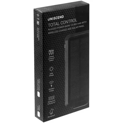 Аккумулятор защищенный Total Control 10000 мАч, черный с серым — фото 9