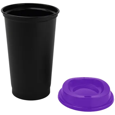 Стакан с крышкой Color Cap Black, черный с фиолетовым — фото 2